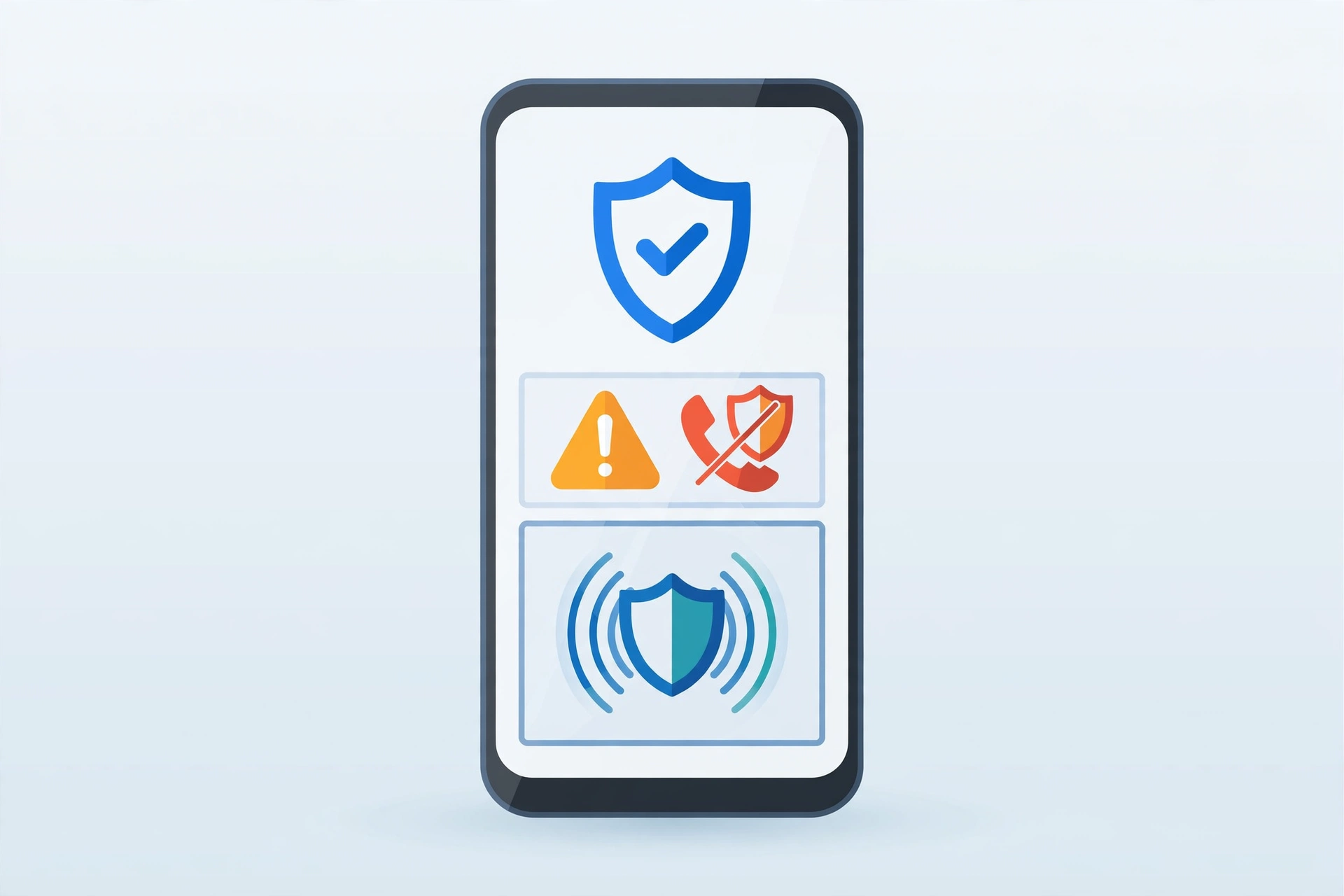 Smartphone showing a shield warning for a scam call